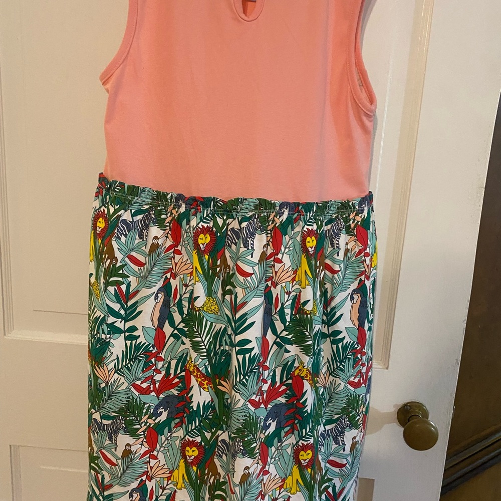Tropical Print Kids Dress - Pink and Green